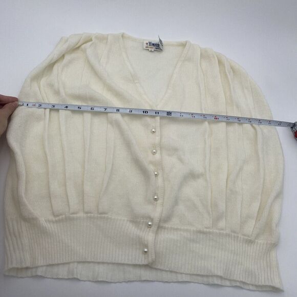 Empire Vintage Gene Stuart Cream Acrylic Sweater Vest Faux Pearl Large - Picture 9 of 9